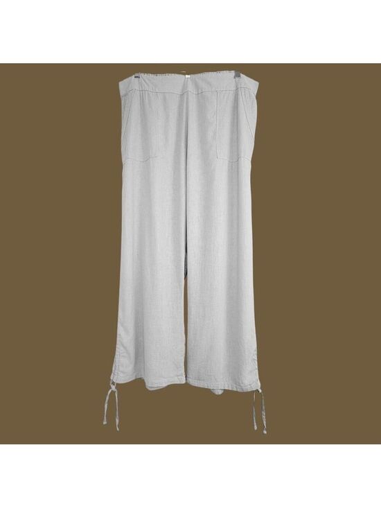 Naturals D&Co Pants - Naturals D&Co Womens Wide Leg Linen Pants Size XL Beige Coastal Laggenlook